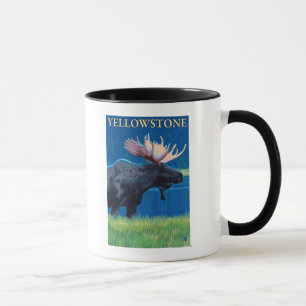Moose at Night - Yellowstone National Park Mug