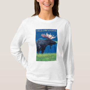 Moose at Night - Yellowstone National Park T-Shirt