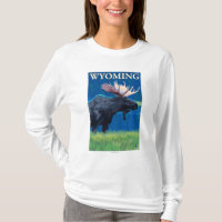 Moose at NightWyomingVintage Travel Poster
