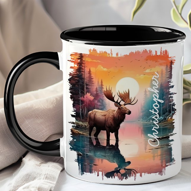 Moose at Sunset Lake Reflection  Mug (Creator Uploaded)