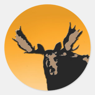 Moose at Sunset  - Original Wildlife Art Classic Round Sticker