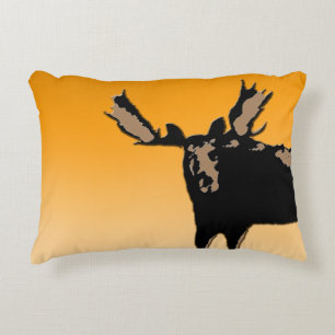 Moose at Sunset - Original Wildlife Art Decorative Pillow