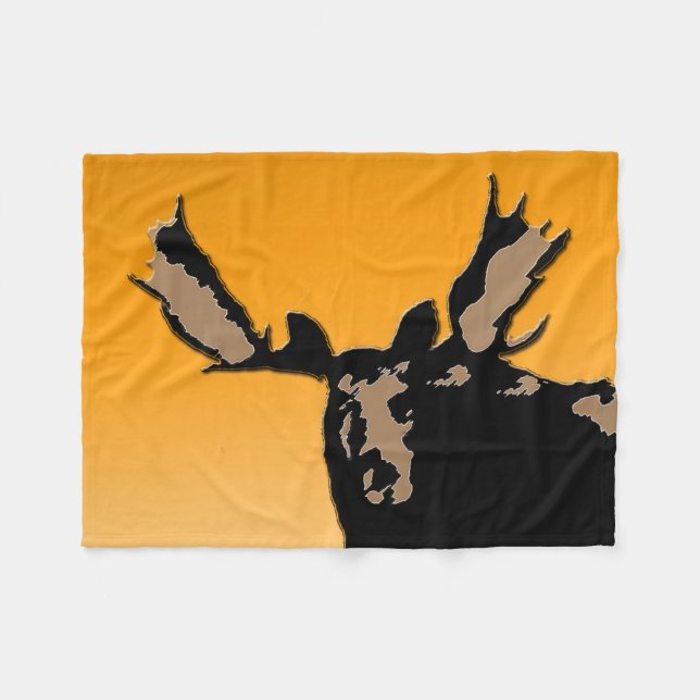 Moose at Sunset  - Original Wildlife Art Fleece Blanket (Front (Horizontal))