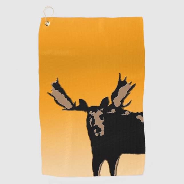 Moose at Sunset  - Original Wildlife Art Golf Towel (Front)