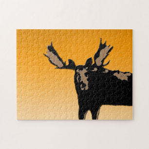 Moose at Sunset - Original Wildlife Art Jigsaw Puzzle