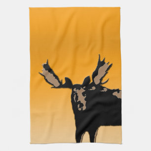 Moose at Sunset  - Original Wildlife Art Kitchen Towel