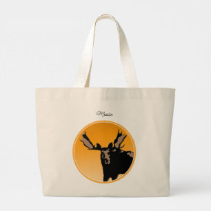 Moose at Sunset - Original Wildlife Art Large Tote Bag
