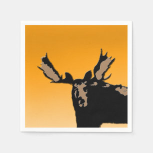 Moose at Sunset - Original Wildlife Art Napkin