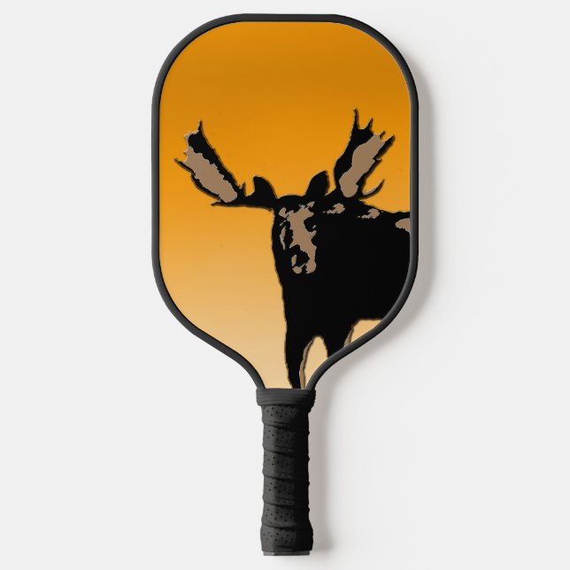 Moose at Sunset  - Original Wildlife Art Pickleball Paddle (Front)