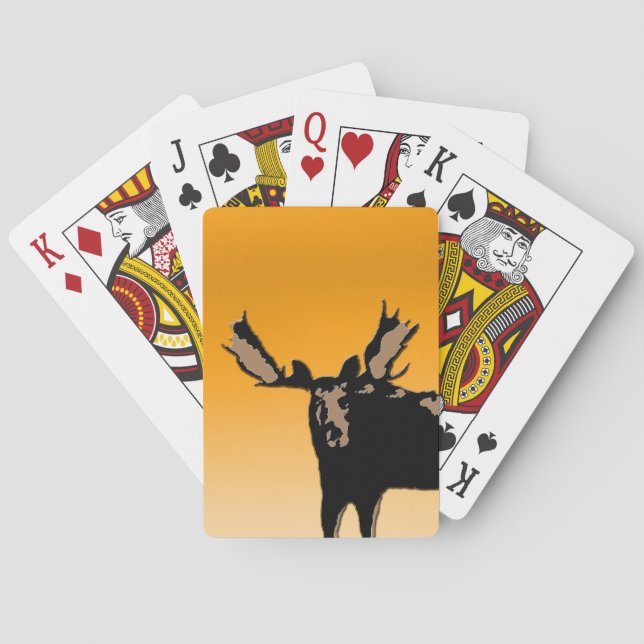 Moose at Sunset  - Original Wildlife Art Playing Cards (Back)