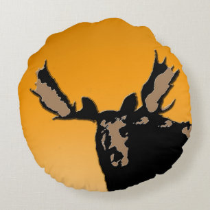 Moose at Sunset - Original Wildlife Art Round Pillow