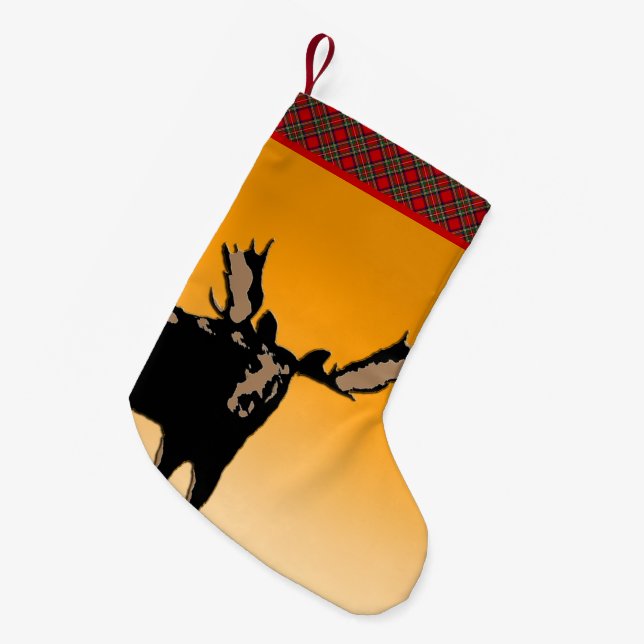 Moose at Sunset  - Original Wildlife Art Small Christmas Stocking (Front (Hanging))