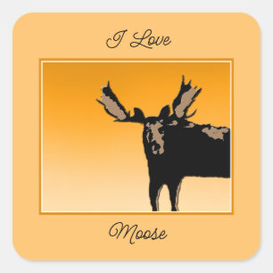 Moose at Sunset - Original Wildlife Art Square Sticker