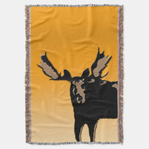 Moose at Sunset  - Original Wildlife Art Throw Blanket