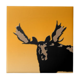 Moose at Sunset  - Original Wildlife Art Tile
