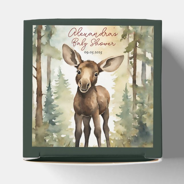 Moose Baby Gender Neutral Baby Shower Favor Box (Top)