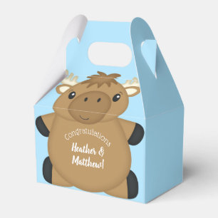 Moose Baby Shower Blue Boy Favor Box