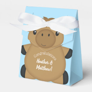 Moose Baby Shower Blue Favor Box