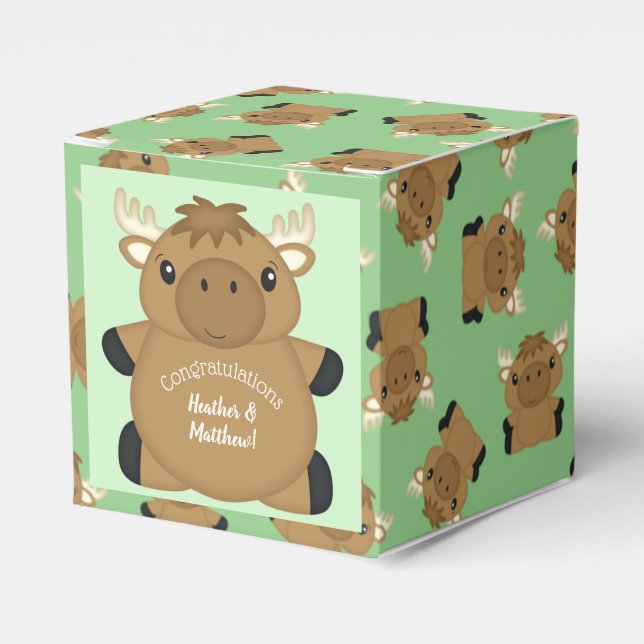 Moose Baby Shower Favor Box (Front Side)