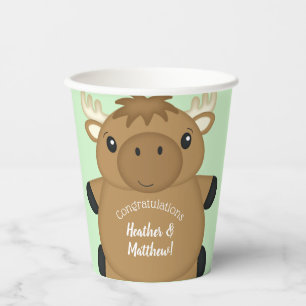 Moose Baby Shower Green Paper Cups