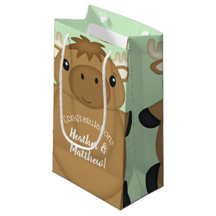 Moose Baby Shower Green Small Gift Bag