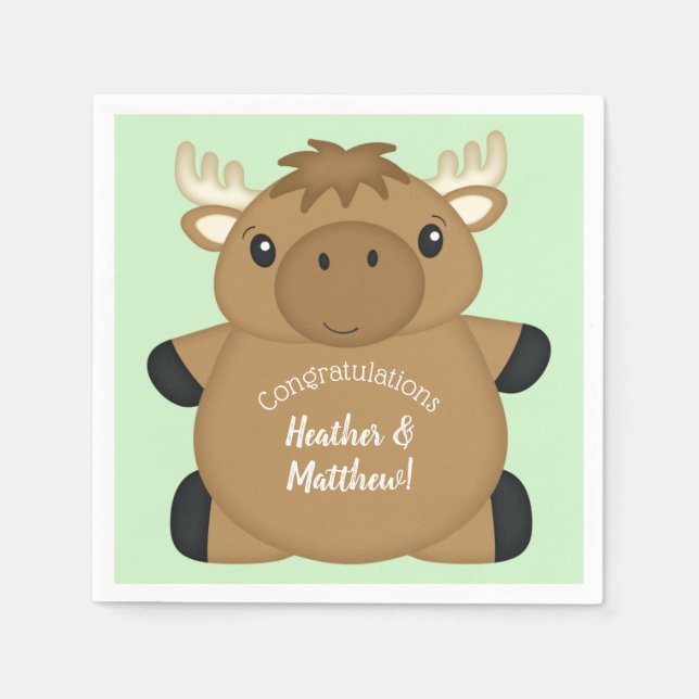 Moose Baby Shower Napkin (Front)
