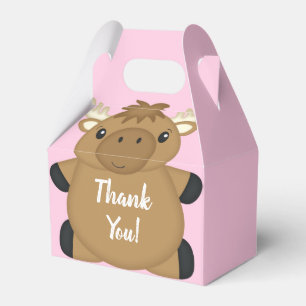 Moose Baby Shower Pink Favor Box