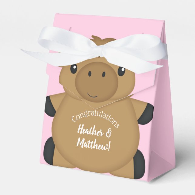 Moose Baby Shower Woodland Favor Box (Front Side)