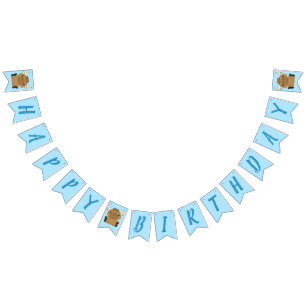 Moose Birthday Party Blue Bunting Flags