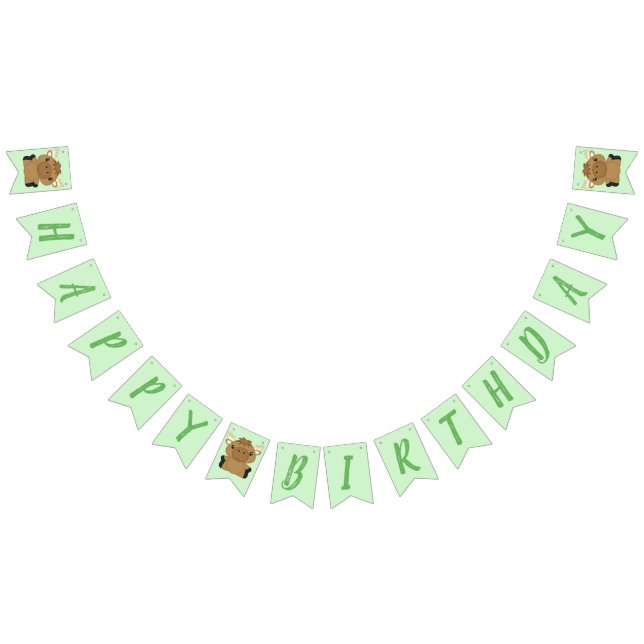 Moose Birthday Party Green Bunting Flags (All)