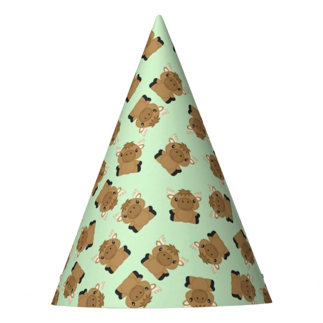 Moose Birthday Party Green Party Hat (Front)