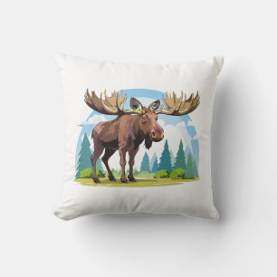 Moose buck throw pillow