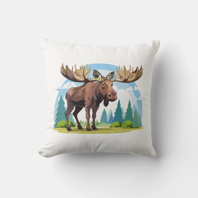 Moose buck throw pillow (Front)