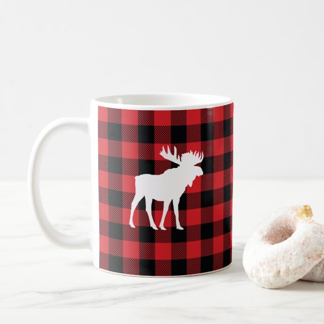 Moose Buffalo Check Mountain Coffee Mug (With Donut)