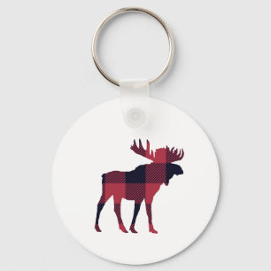 Moose Buffalo Check Mountain Keychain