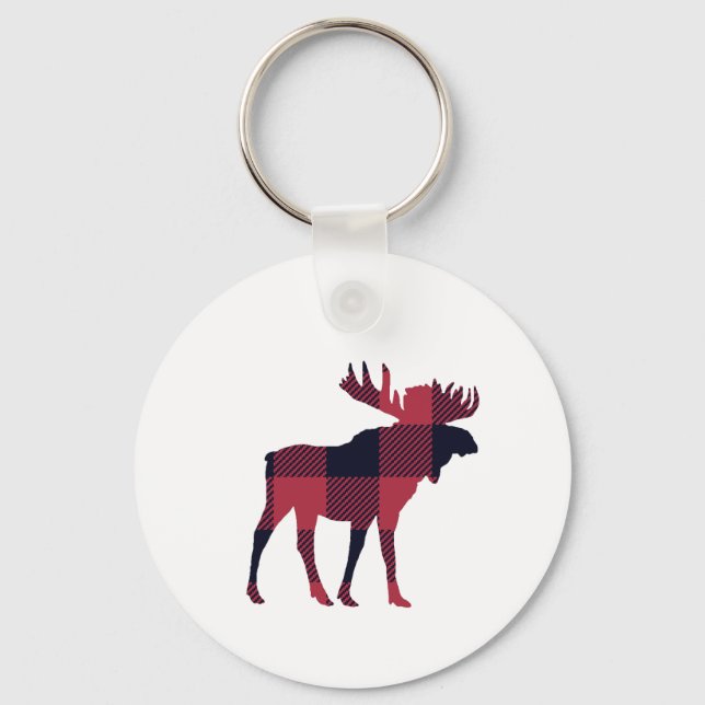 Moose Buffalo Check Mountain Keychain (Front)
