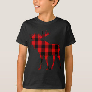 Moose Buffalo Red Plaid T-Shirt