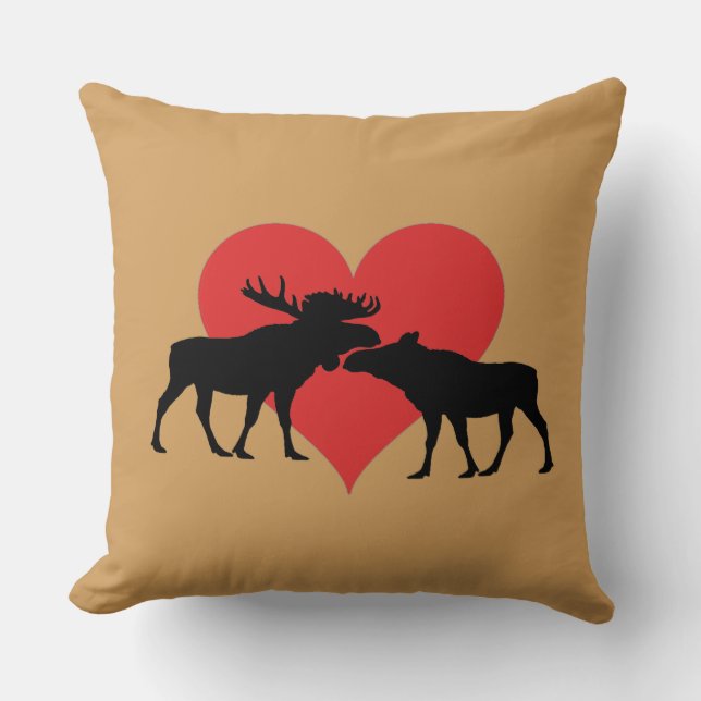 moose bull and cow throw pillow (Front)