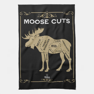 Moose Butcher Cut Chart Kitchen Towel