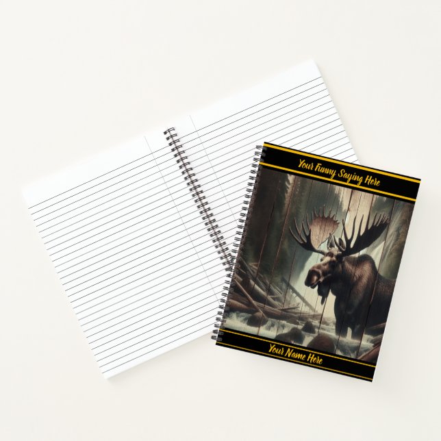 Moose by a calm forest stream notebook (Inside)