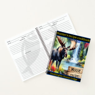 Moose by a tranquil autumn waterfall notebook