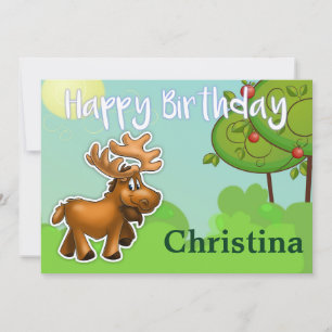 Moose Cartoon Birthday Card