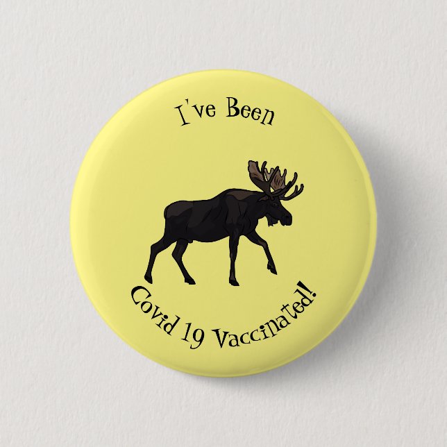 Moose cartoon illustration 2 inch round button (Front)