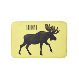 Moose cartoon illustration bath mat