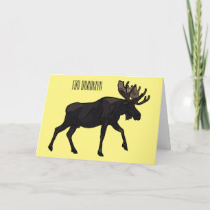 Moose cartoon illustration card