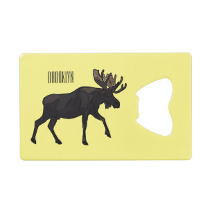 Moose cartoon illustration credit card bottle opener