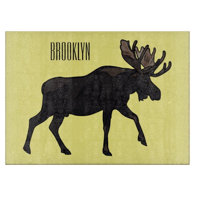 Moose cartoon illustration cutting board (Front)