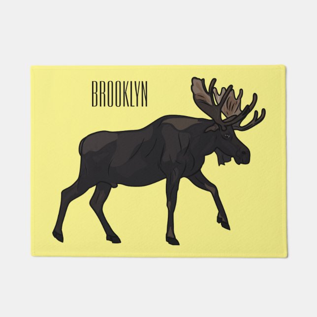 Moose cartoon illustration doormat (Front)