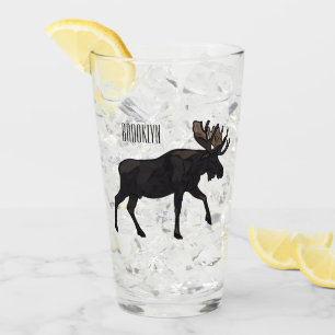 Moose cartoon illustration glass