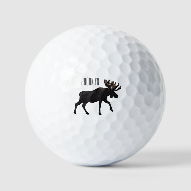 Moose cartoon illustration golf balls (Front)